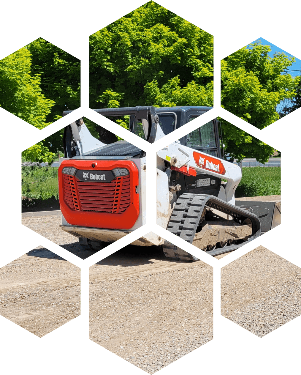 A construction site being prepared for driveway installation with grading equipment.