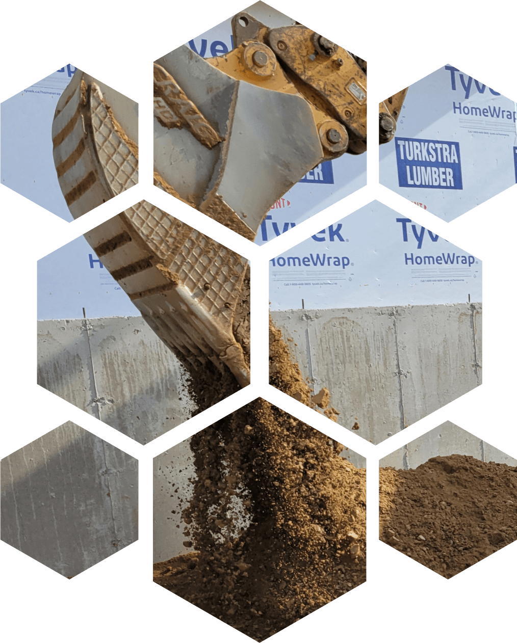 excavator digging and backfilling a foundation
